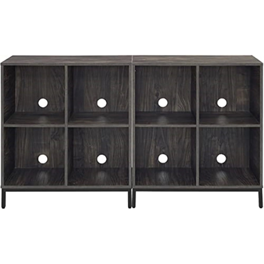Wood Storage Cube Bookcase, Brown Ash, Set of 2 F70474
