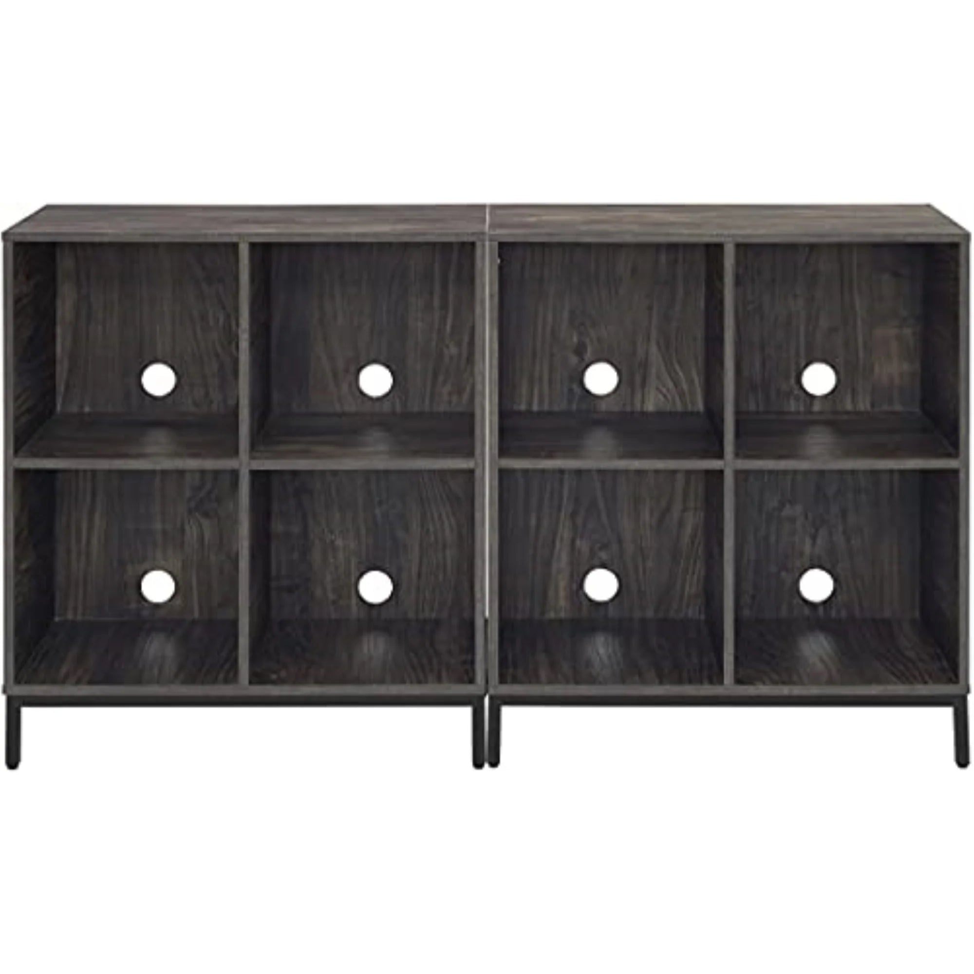 Wood Storage Cube Bookcase, Brown Ash, Set of 2 F70474