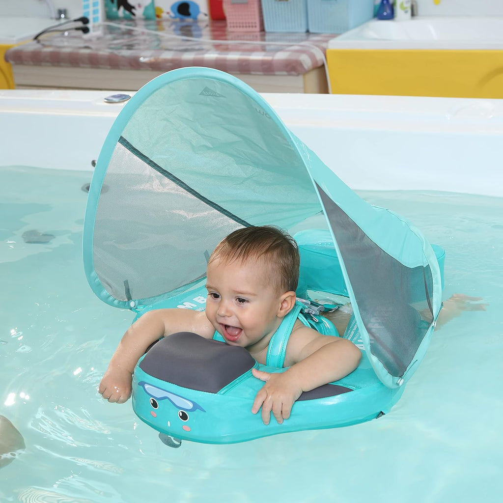 Mambobaby Float with Canopy Infant Waist Swimming Ring Swim Trainer Non-Inflatable Floats Toys with Adjustable Safety Strap (Flamingo) D57538
