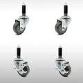 Set of 4 Stainless Steel Gray Polyurethane Wheels Casters C6518