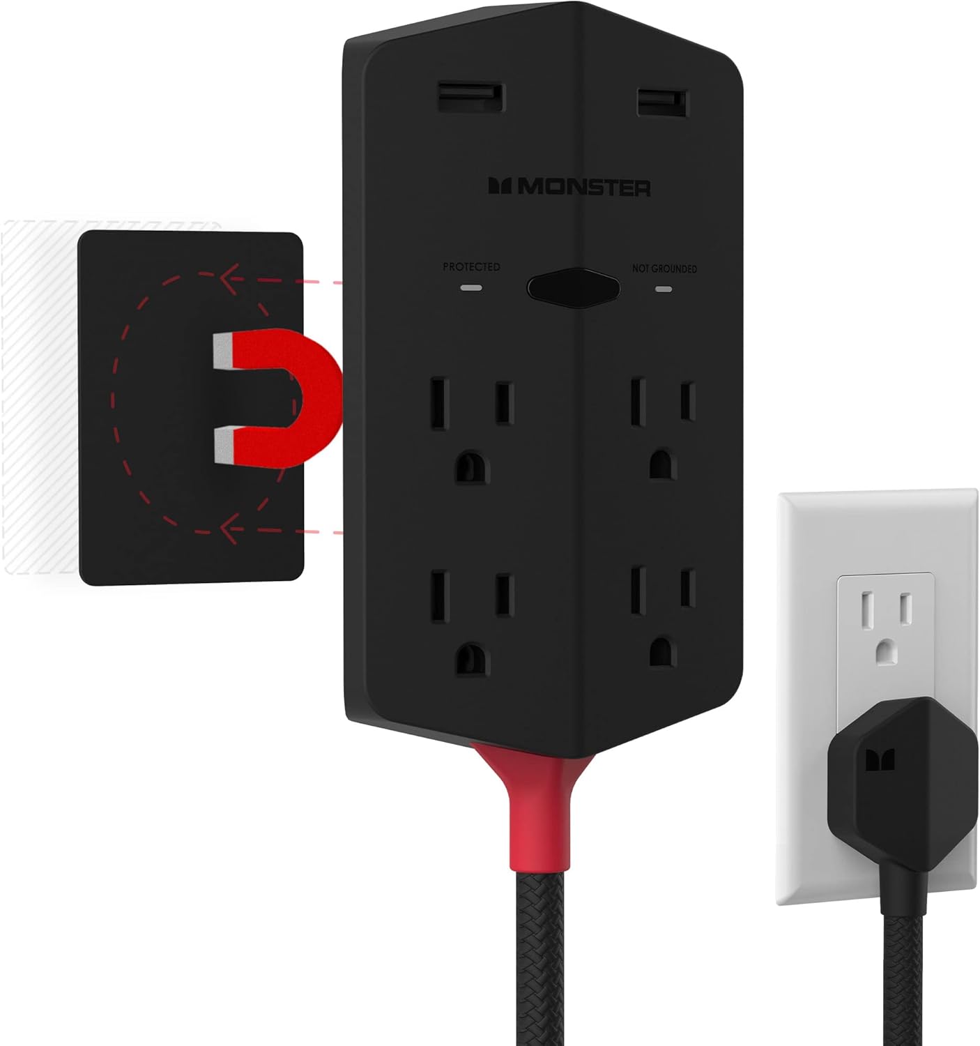 2 AC Outlets 3 USB-A Ports 1 USB-C Port White Pack of 2 Outlet Extender G3952