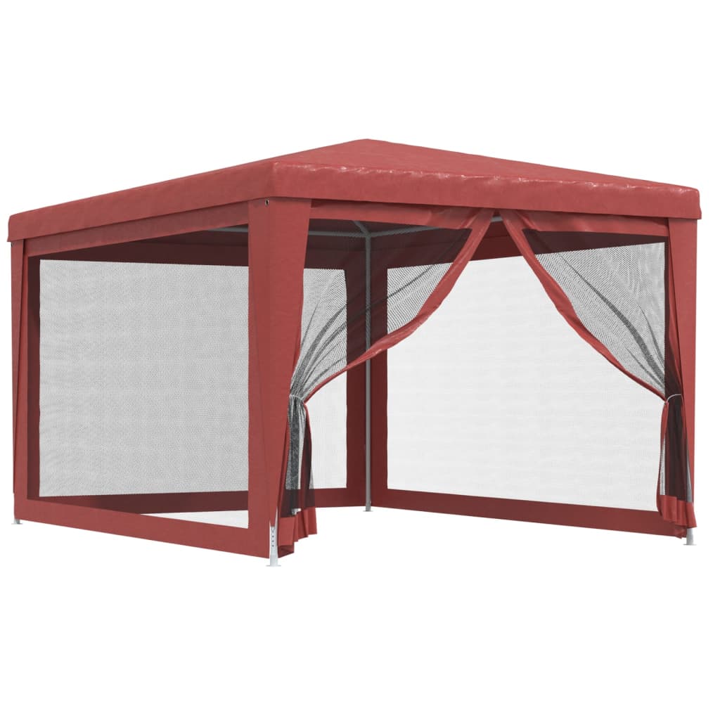 Party Tent with 4 Mesh Sidewalls Red 9.8'x13.1' HDPE J344