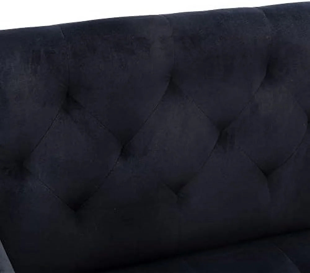 Black Velvet Tufted Accent Chair with Metal Legs X9784