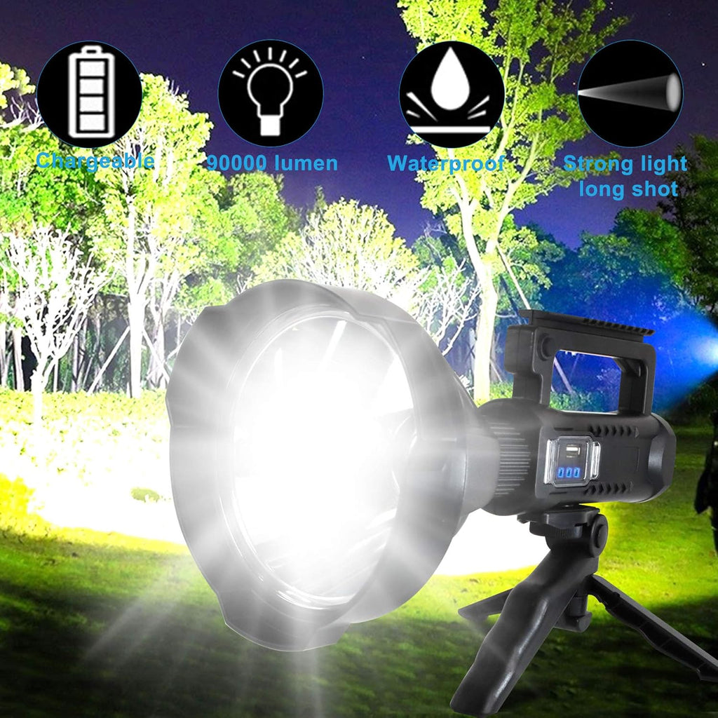 Rechargeable LED Spotlight Flashlight 90000 Lumens with Tripod L43385