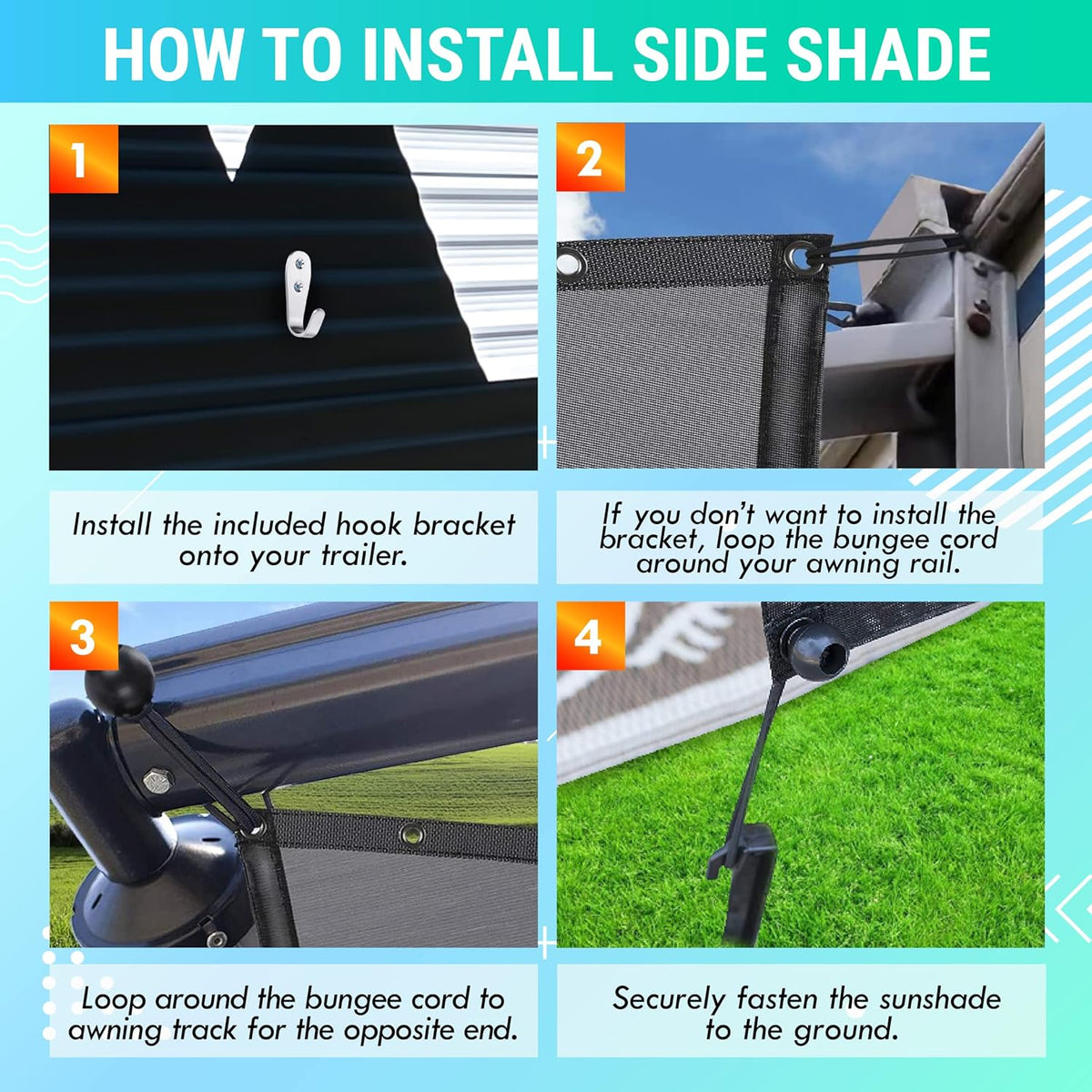 RV Awning Shade Screen 7x9’ Mesh Pack of 2 M8526