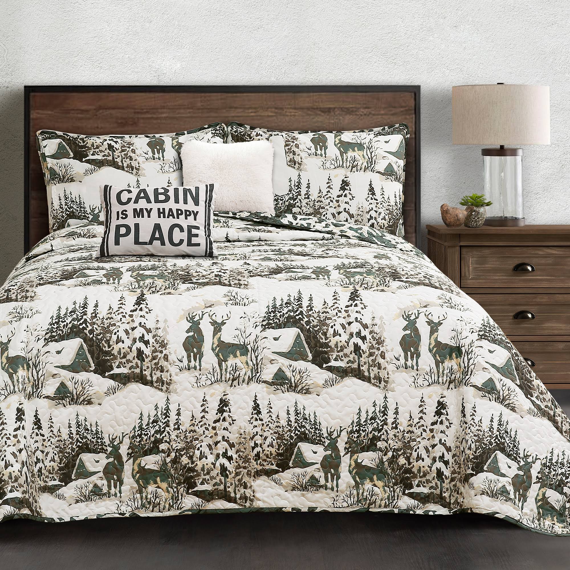 Green Camouflage Leaves Quilt Set Full/Queen I60528