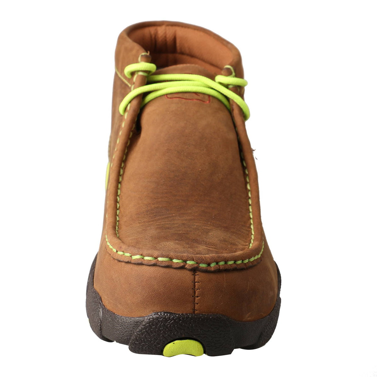 Distressed Saddle/Neon Yellow Leather Driving Moc R3841