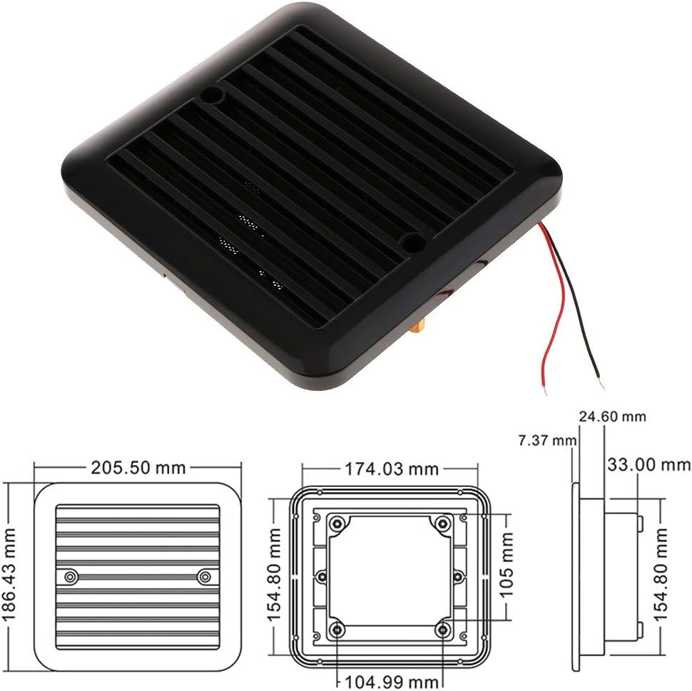 12V One-Way Ventilation Fan for Car RV Van (Black) I4801
