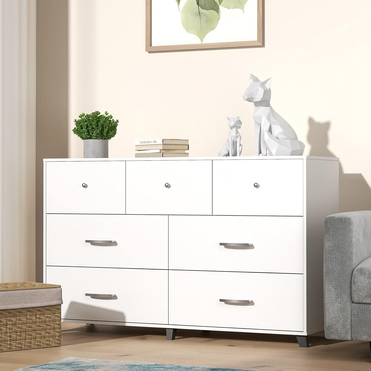 White 6-Drawer Vertical Dresser O30332