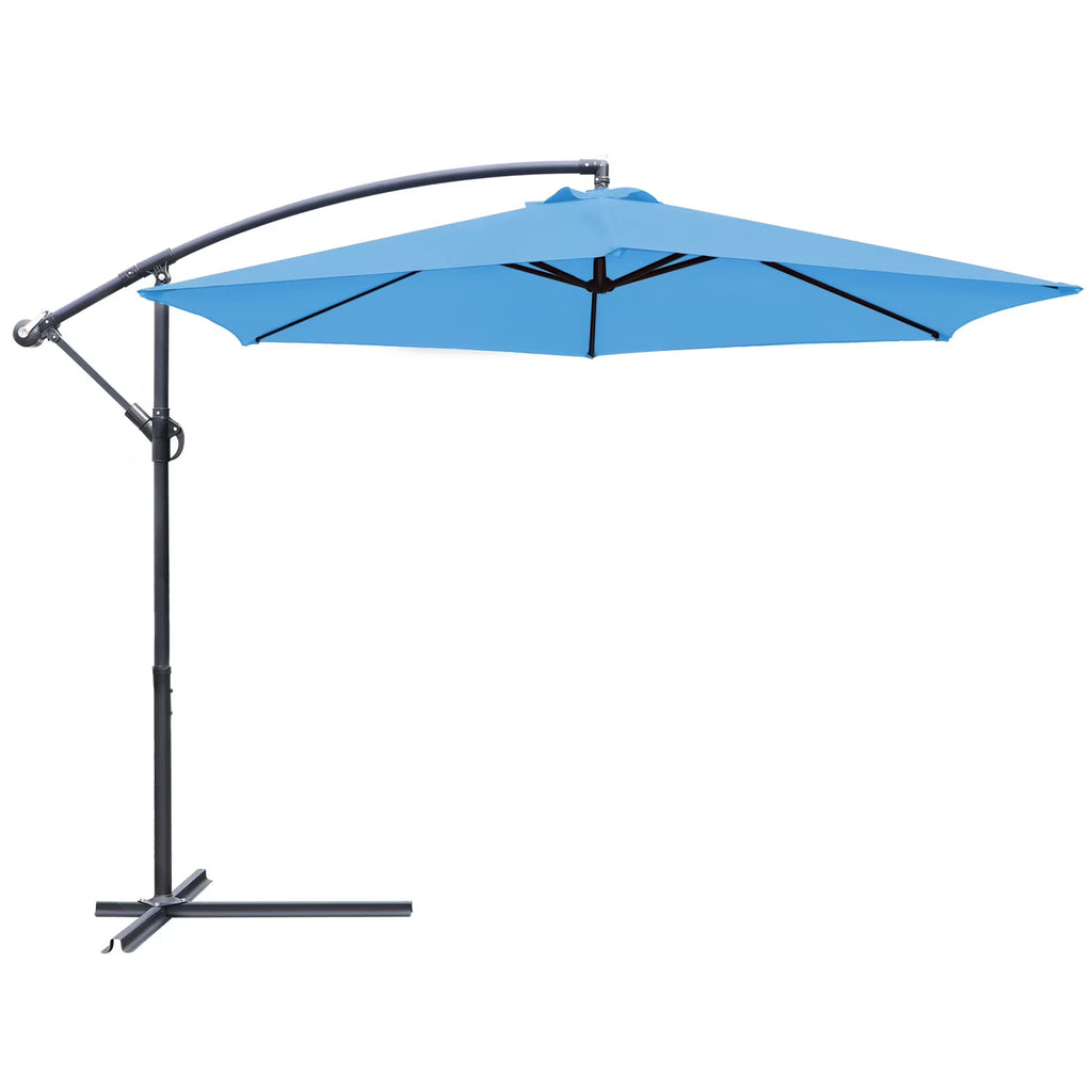 Blue 10 Ft Offset Patio Umbrella with Steel Frame S9770