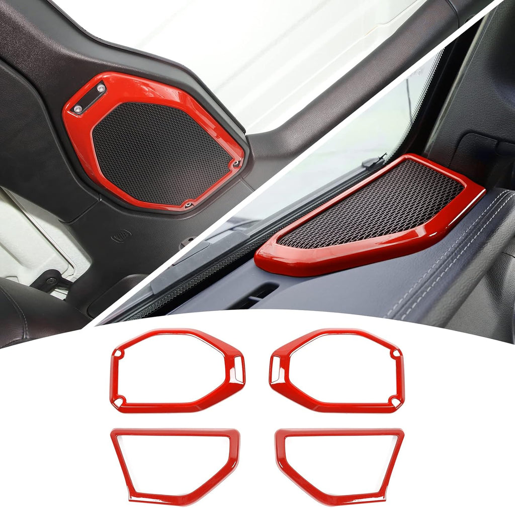 4PCS Car Roof Speaker & A Pillar Speaker Cover Trim Interior Accessories (Pink) M2314