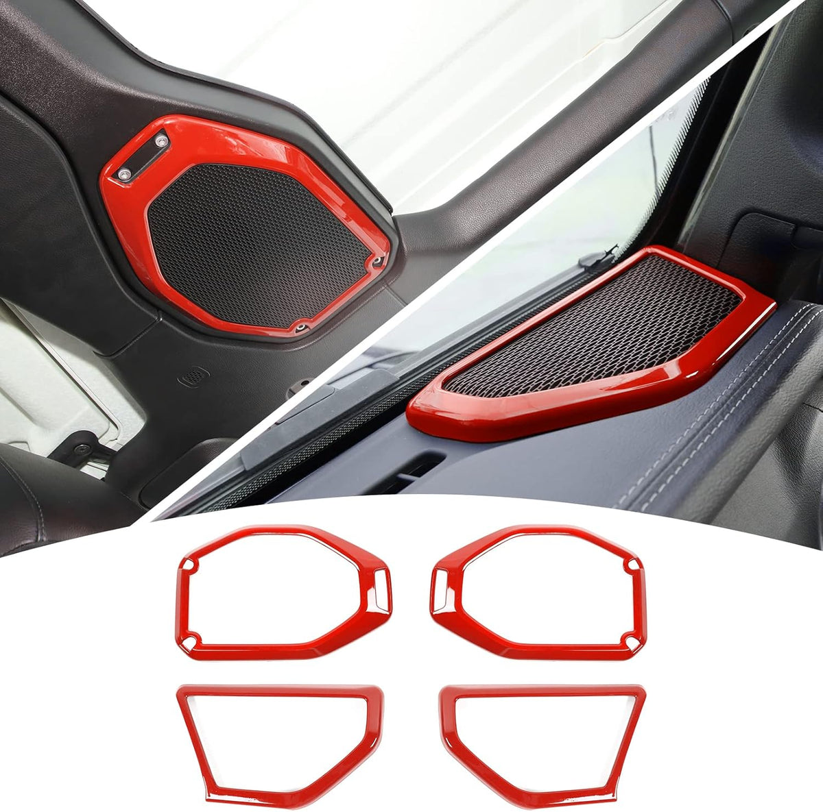 4PCS Car Roof Speaker & A Pillar Speaker Cover Trim Interior Accessories (Pink) M2314