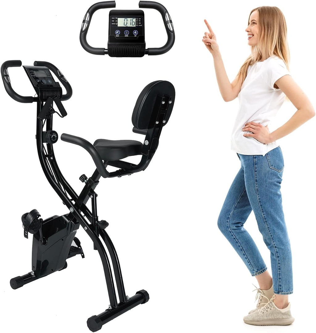 Folding Magnetic Upright Exercise Bike with LCD Screen P3019