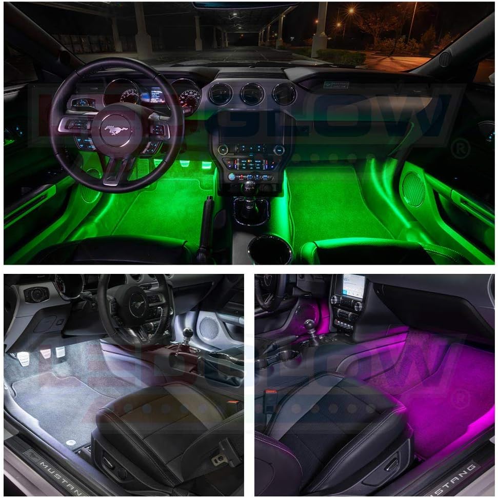 6pc Bluetooth Multi-Color LED Interior Footwell Underdash Neon Lighting Kit O926