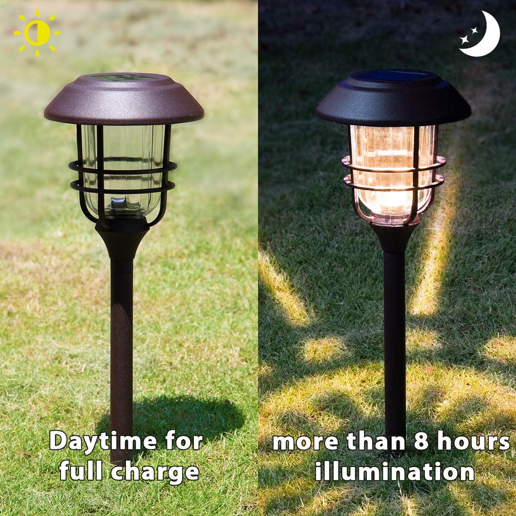 4 Pack Solar Glass and Metal Path Lights A866958
