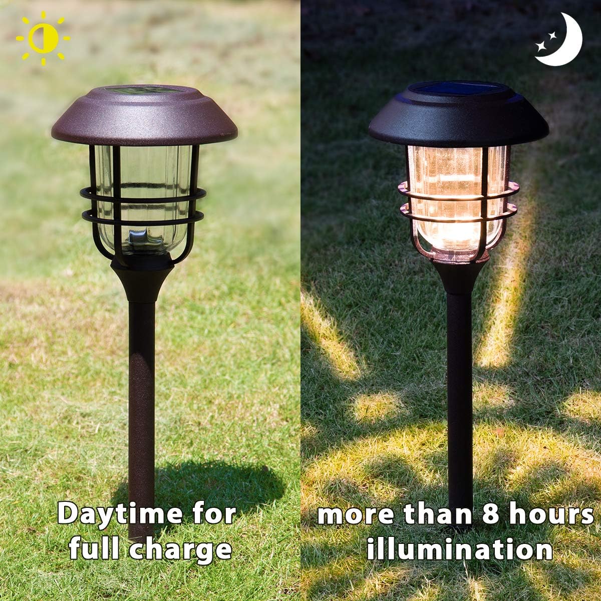 4 Pack Solar Glass and Metal Path Lights A866958