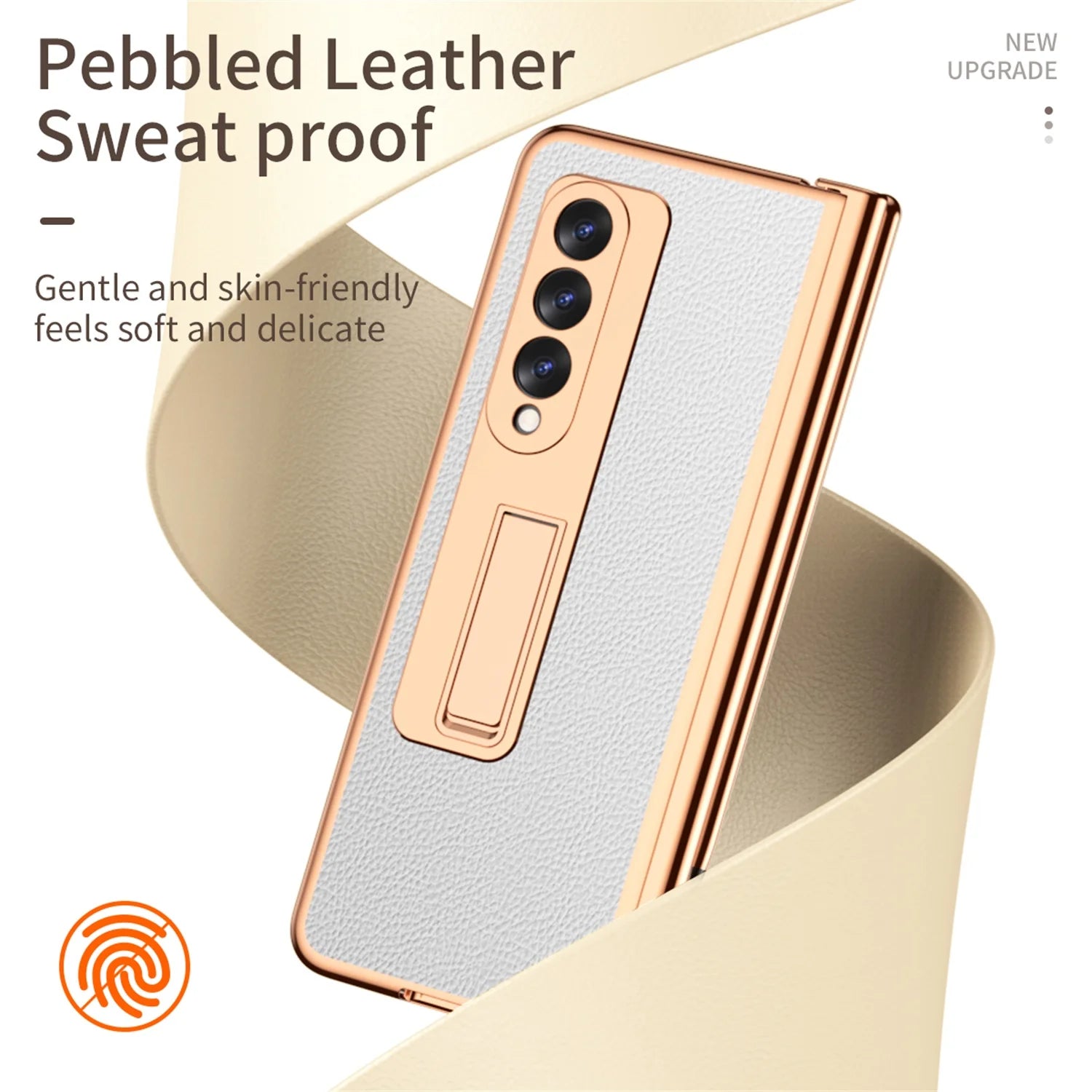 White PU Leather Hard PC Phone Cover with Pen Holder A522101