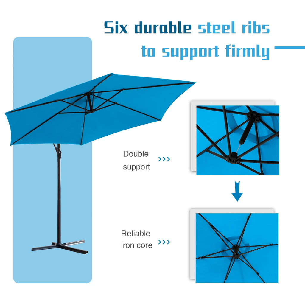Blue 10 Ft Offset Patio Umbrella with Steel Frame S9770