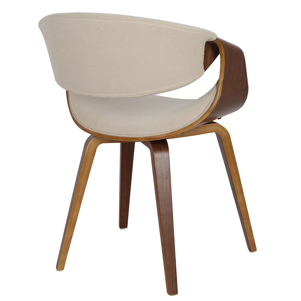 Walnut and Cream Fabric Dining Chair O11866