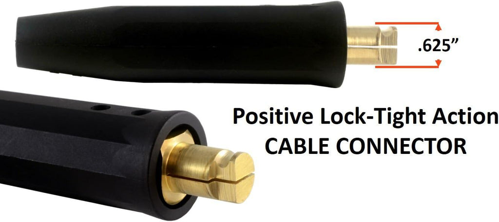 200 Amp Welding Leads Assembly Set with Dinse Connector, #2 AWG Cable, 15 Feet Each Lead J4491