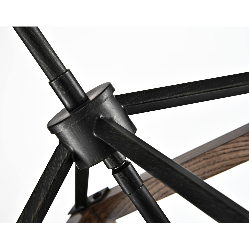 4-Light Antique Black Iron and Wood Cage Chandelier I42203