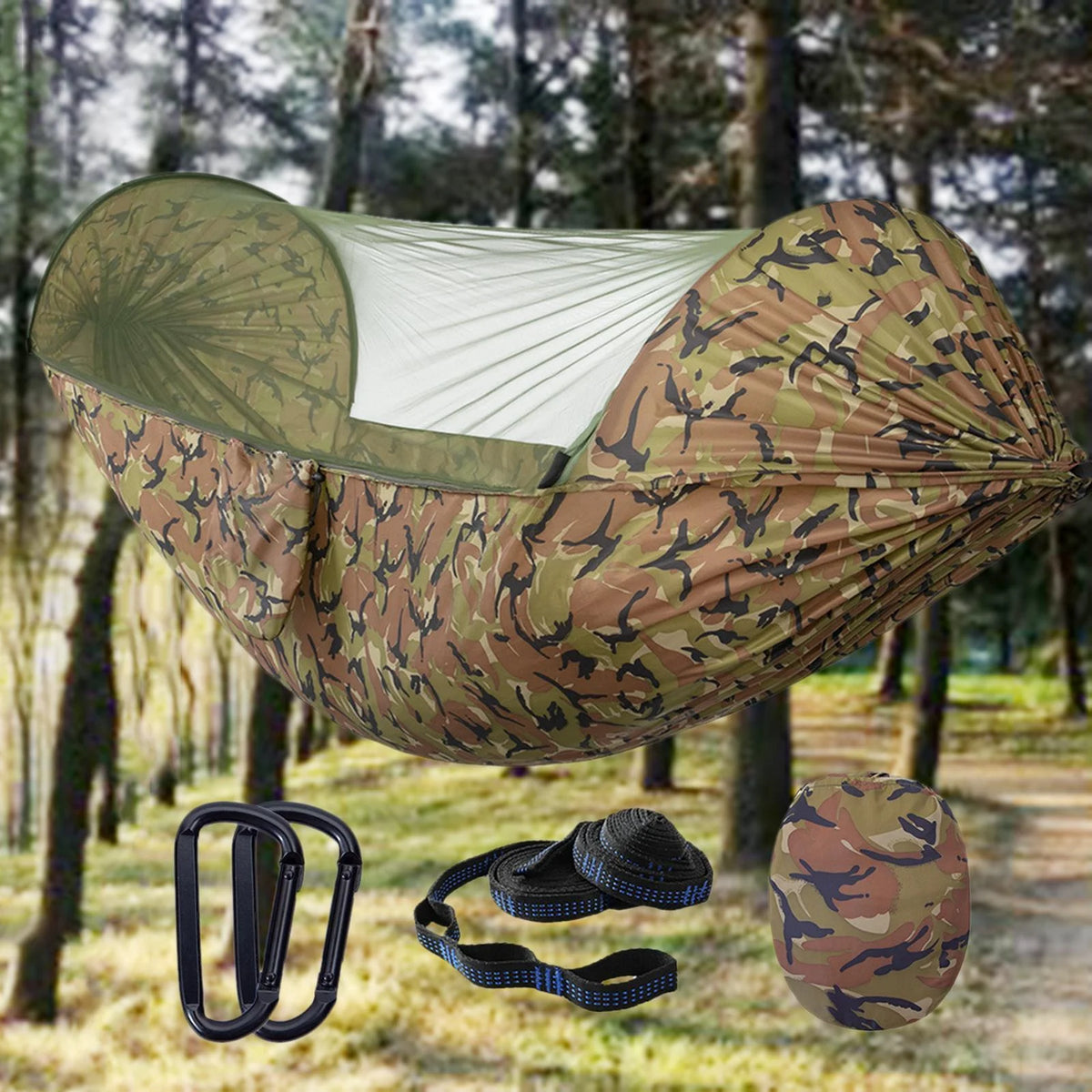 Large Camping Hammock with Net Lightweight Polyester Hanging Hammocks Tree Straps Swing Hammock Bed F848047