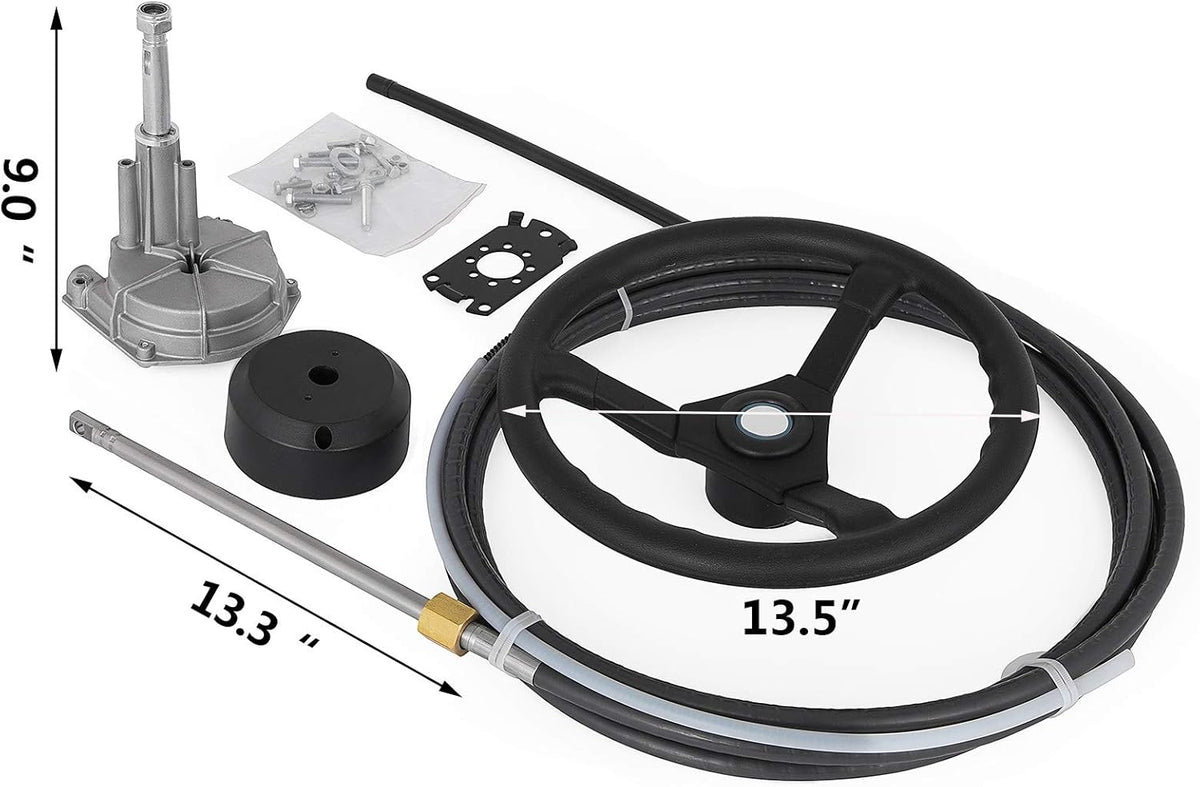 Outboard Steering System 10 Feet Marine Steering System 3/4'' Shaft with 13.5 Inch Wheel U6733
