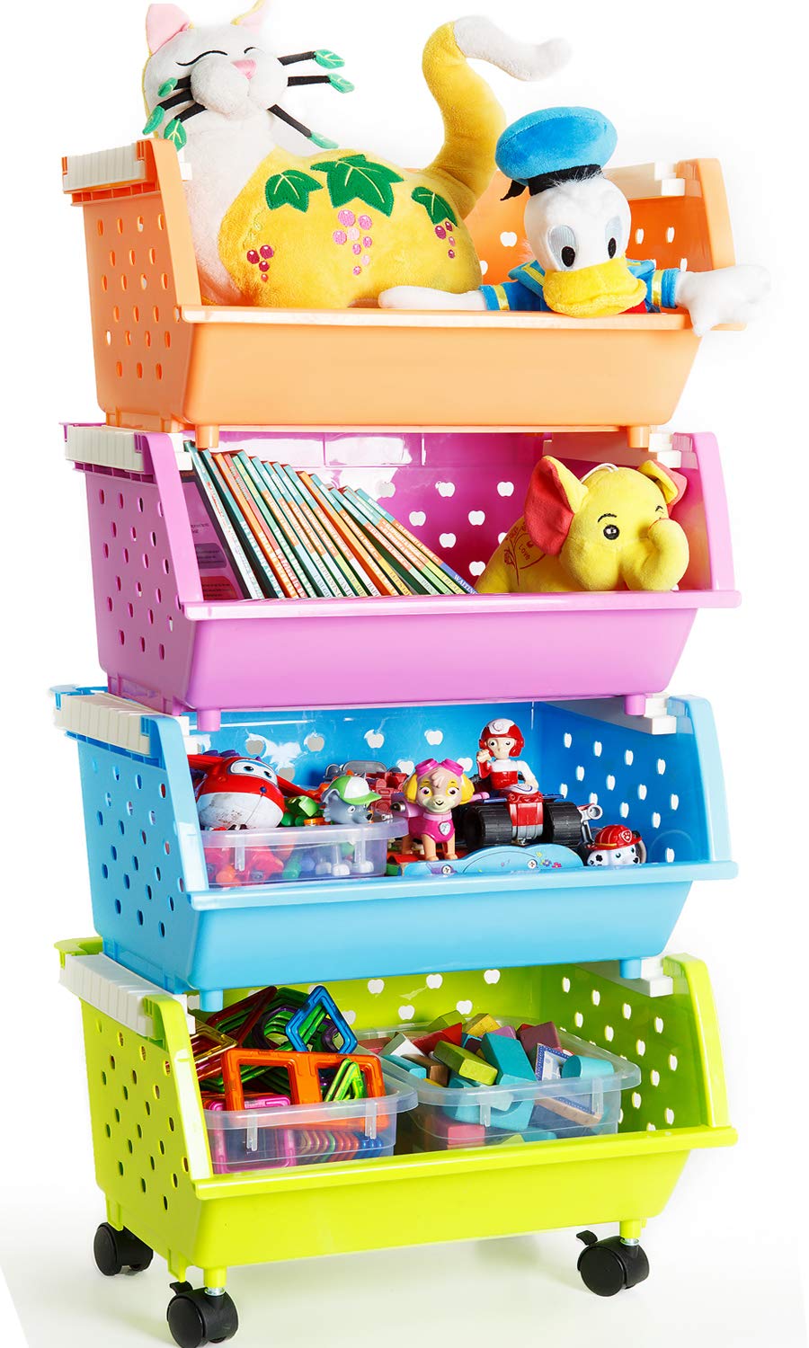 4 Baskets Kids' Toys Storage Organizer with Wheels R913448