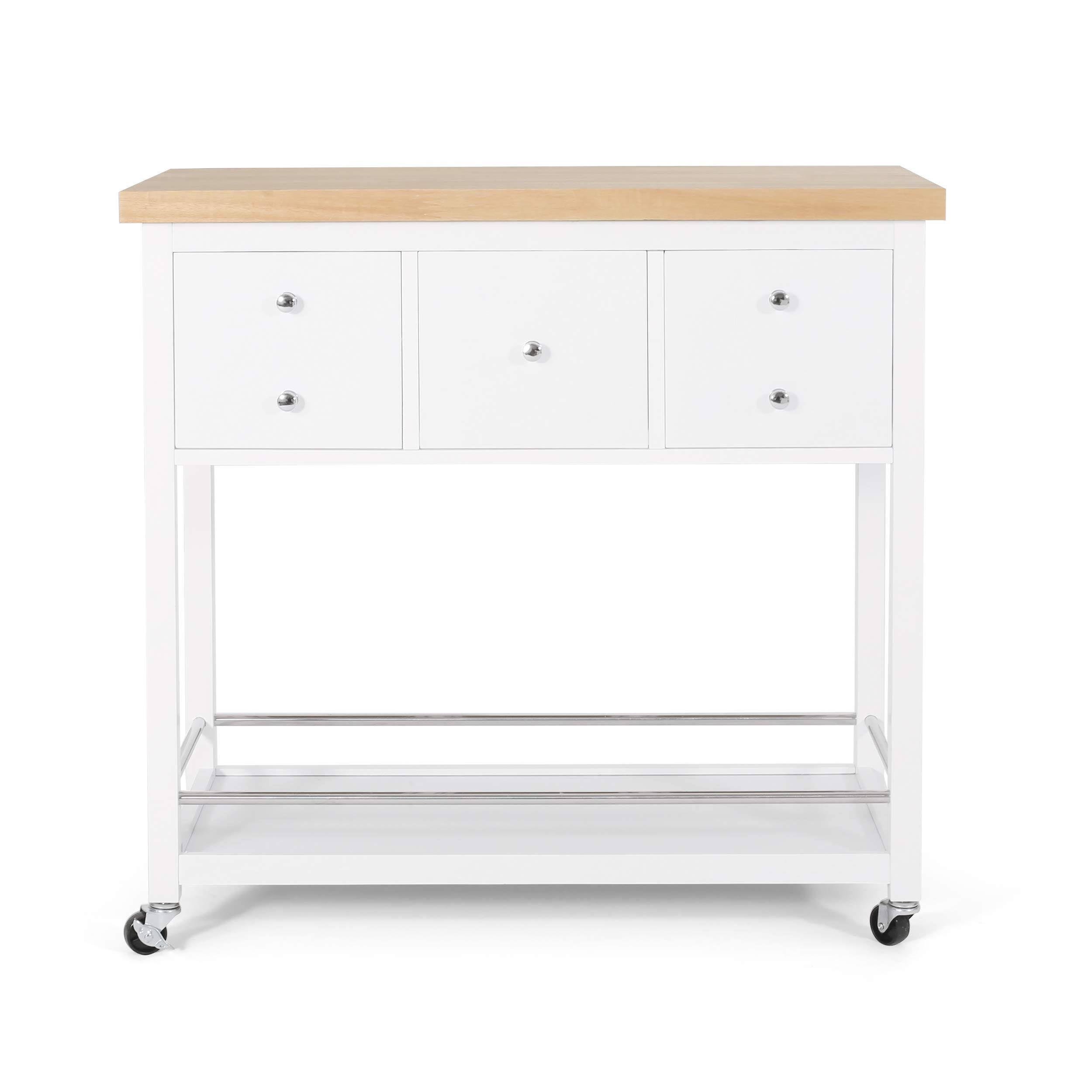 Natural + White Kitchen Cart J786