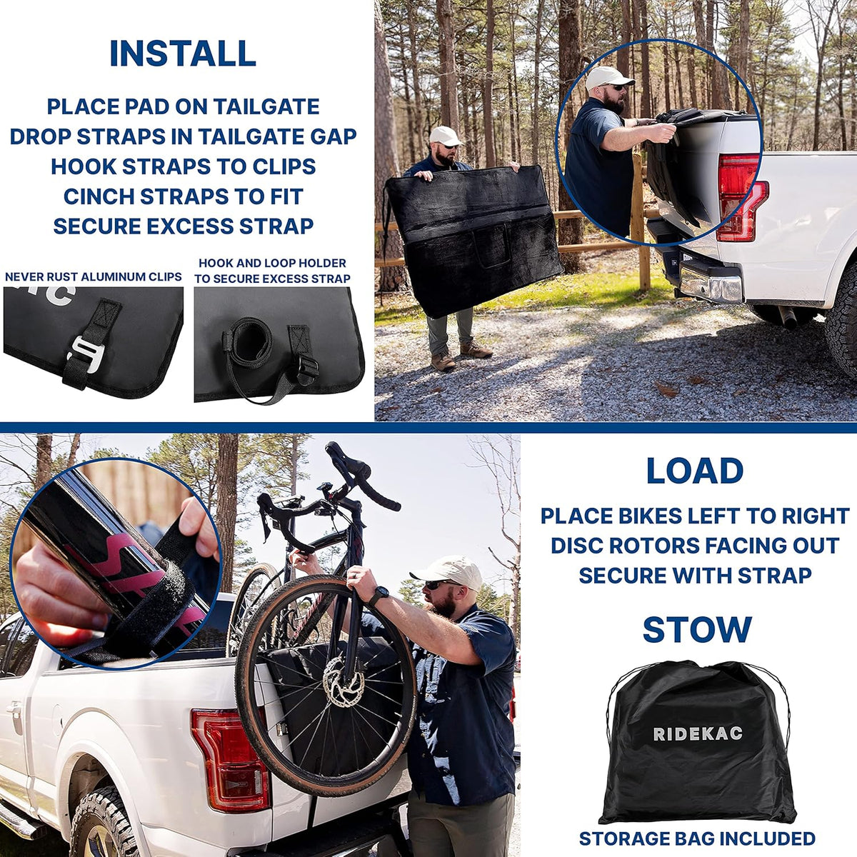 Bike Tailgate Pad with 2 Storage Pockets, Up to 5 Bike Capacity H326134