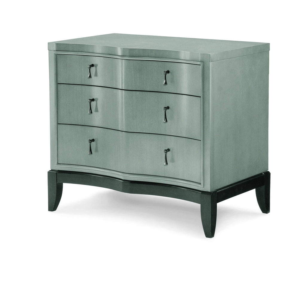 3 Drawer Night Stand in Platinum & Black Tie Wood I438