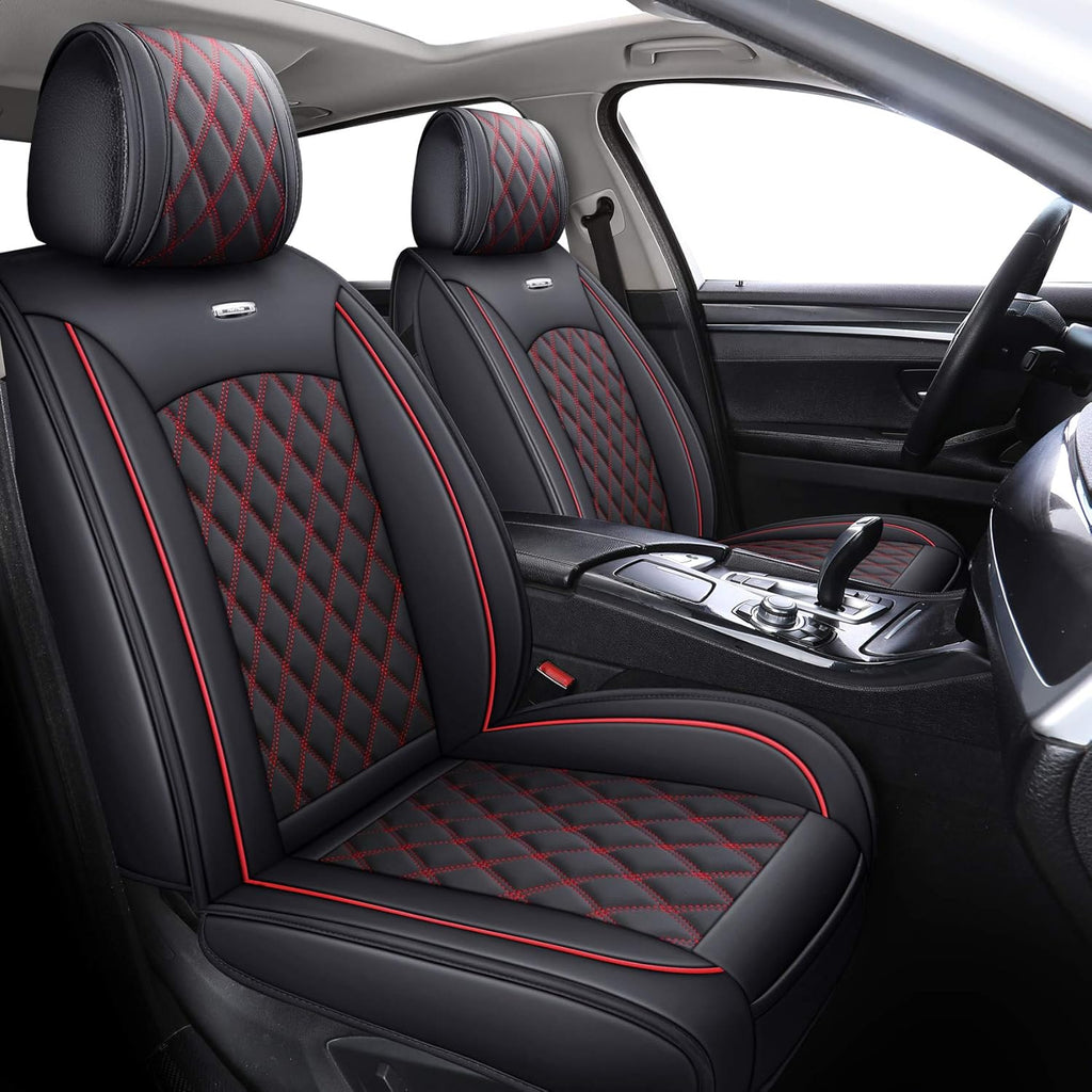 Waterproof Leather Car Seat Covers Full Set Black-Blue D238586