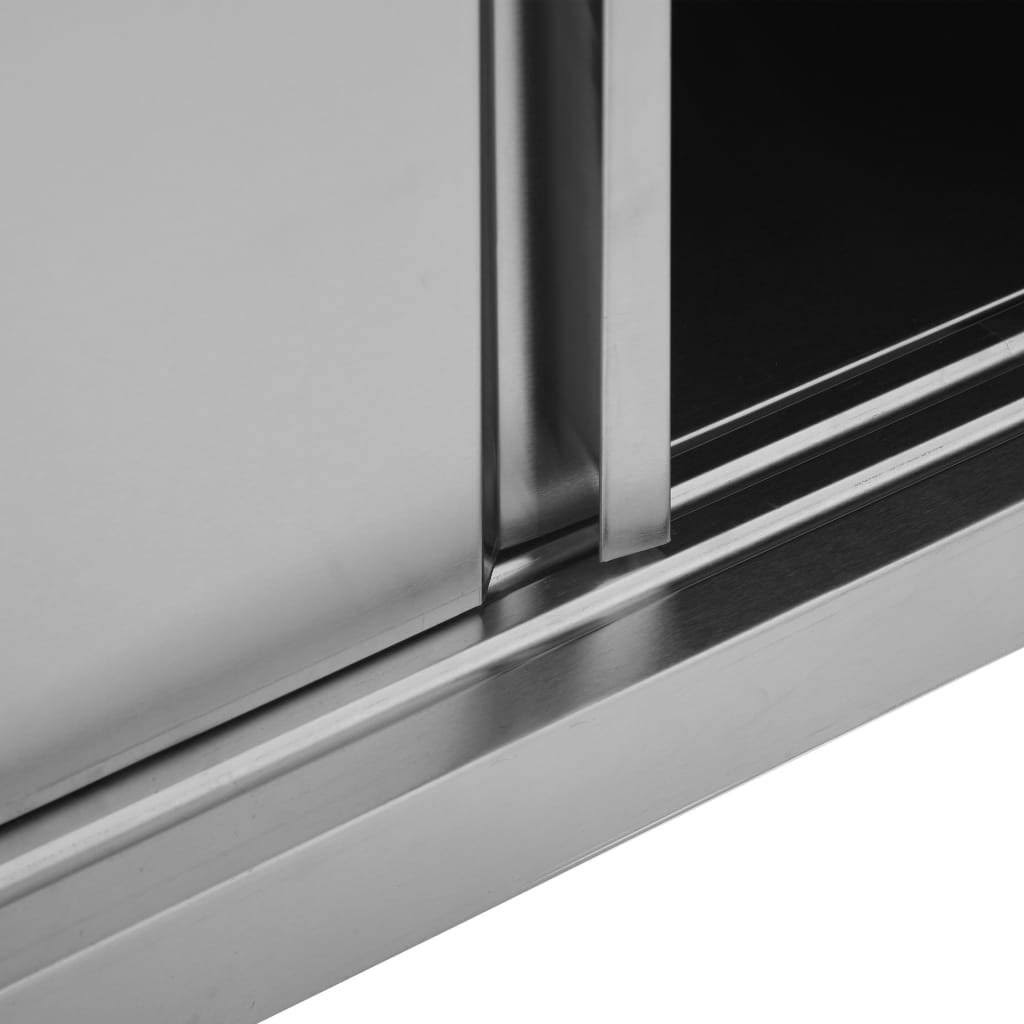 Kitchen Wall Cabinet with Sliding Doors Stainless Steel O664500