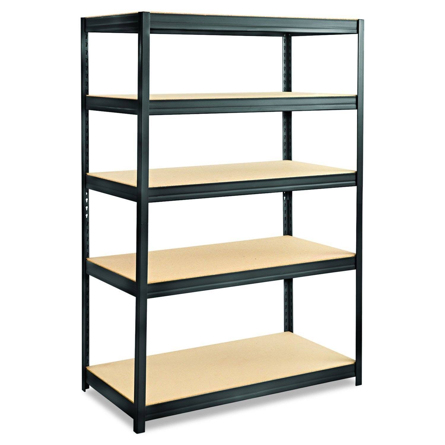 Boltless Steel and Particleboard Shelving 48 W x 24 D 72 H with 5 Shelves Black U16531