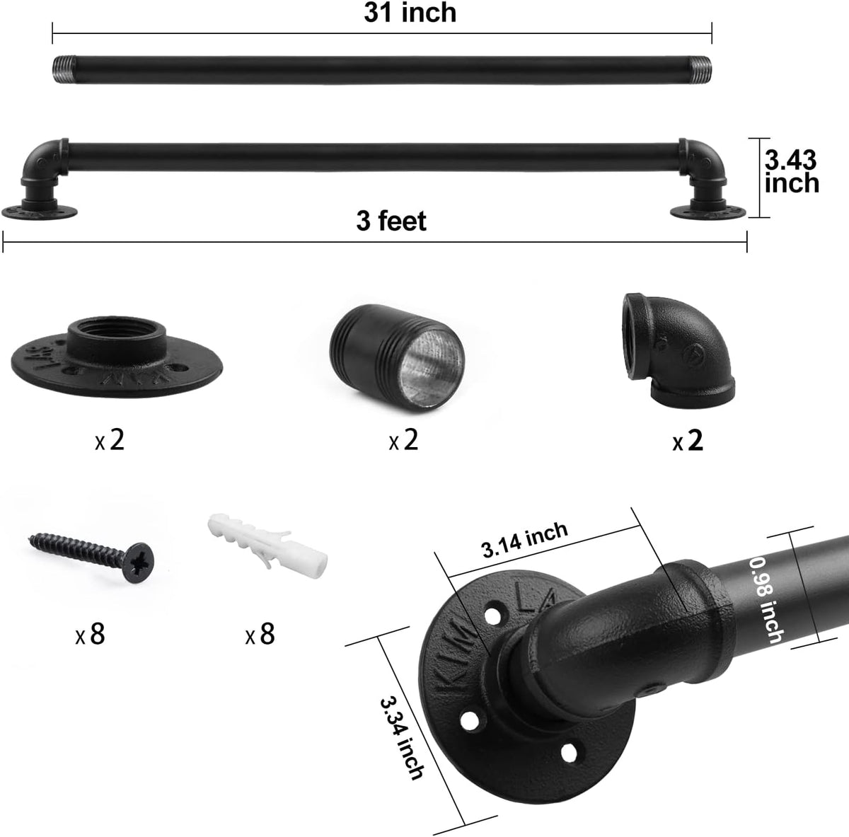 Black Galvanized Metal Stair Handrail O942491