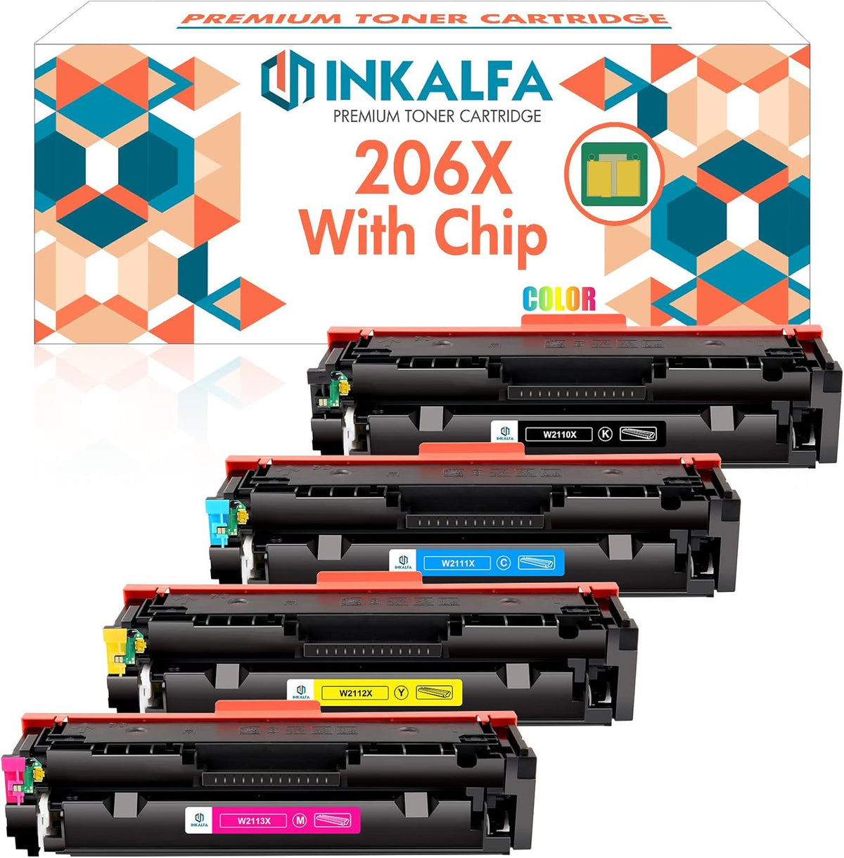 Black No Chip 4-Pack Toner Cartridge M93912