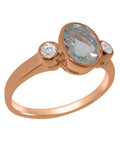 18k Rose Gold Natural Aquamarine & Diamond Ring Y2220