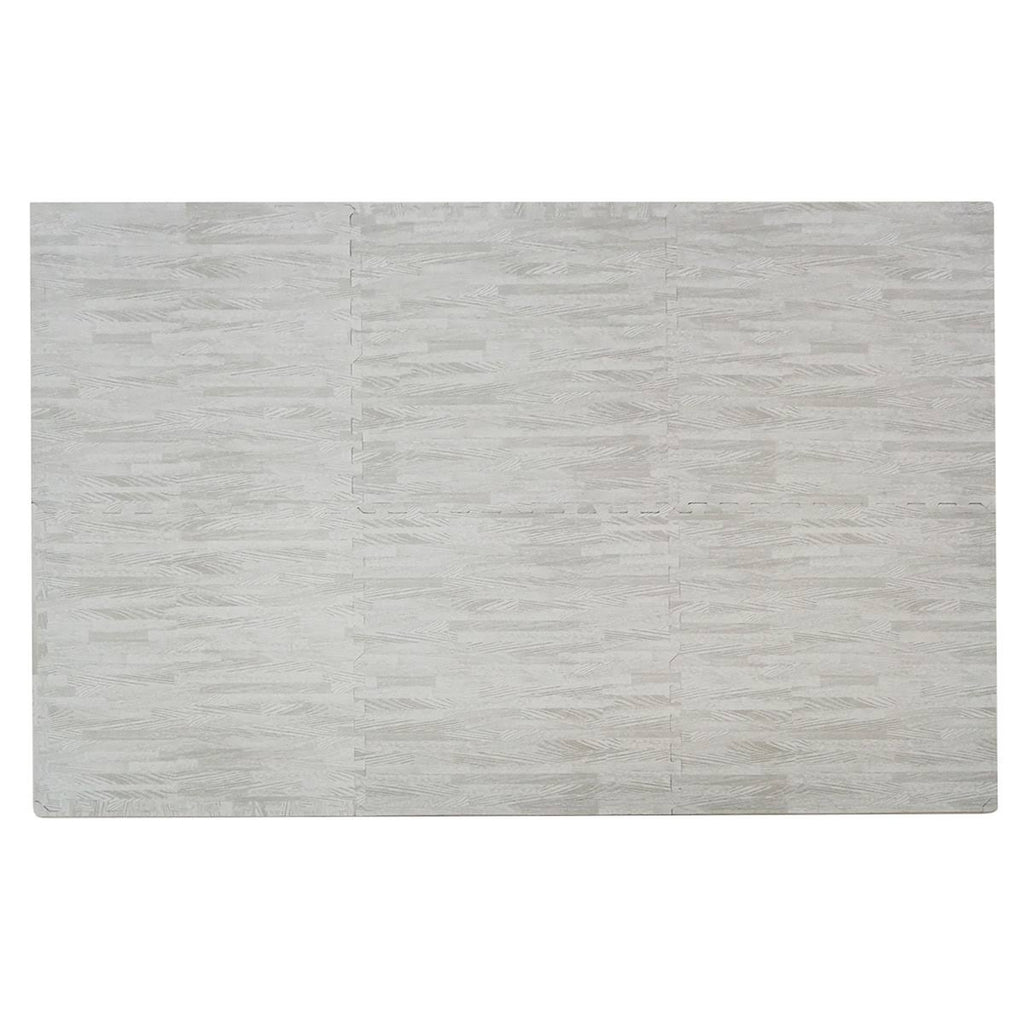White Wood Grain Foam Mat Interlocking Flooring 25pcs E54651