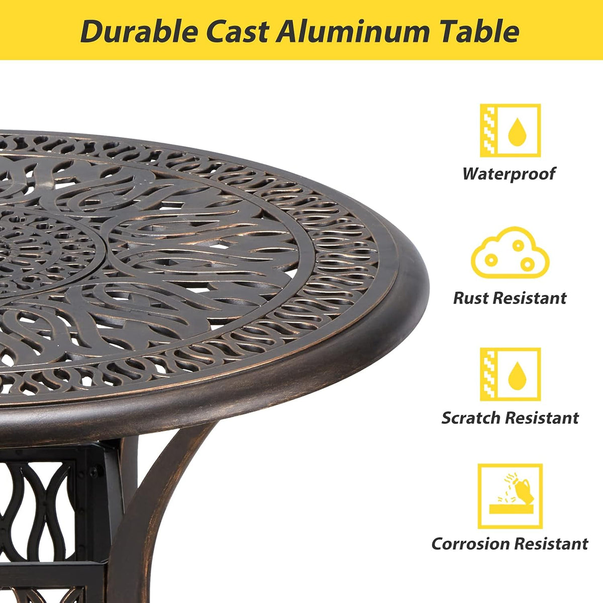 35.4 Cast Aluminum Patio Bistro Table A1986