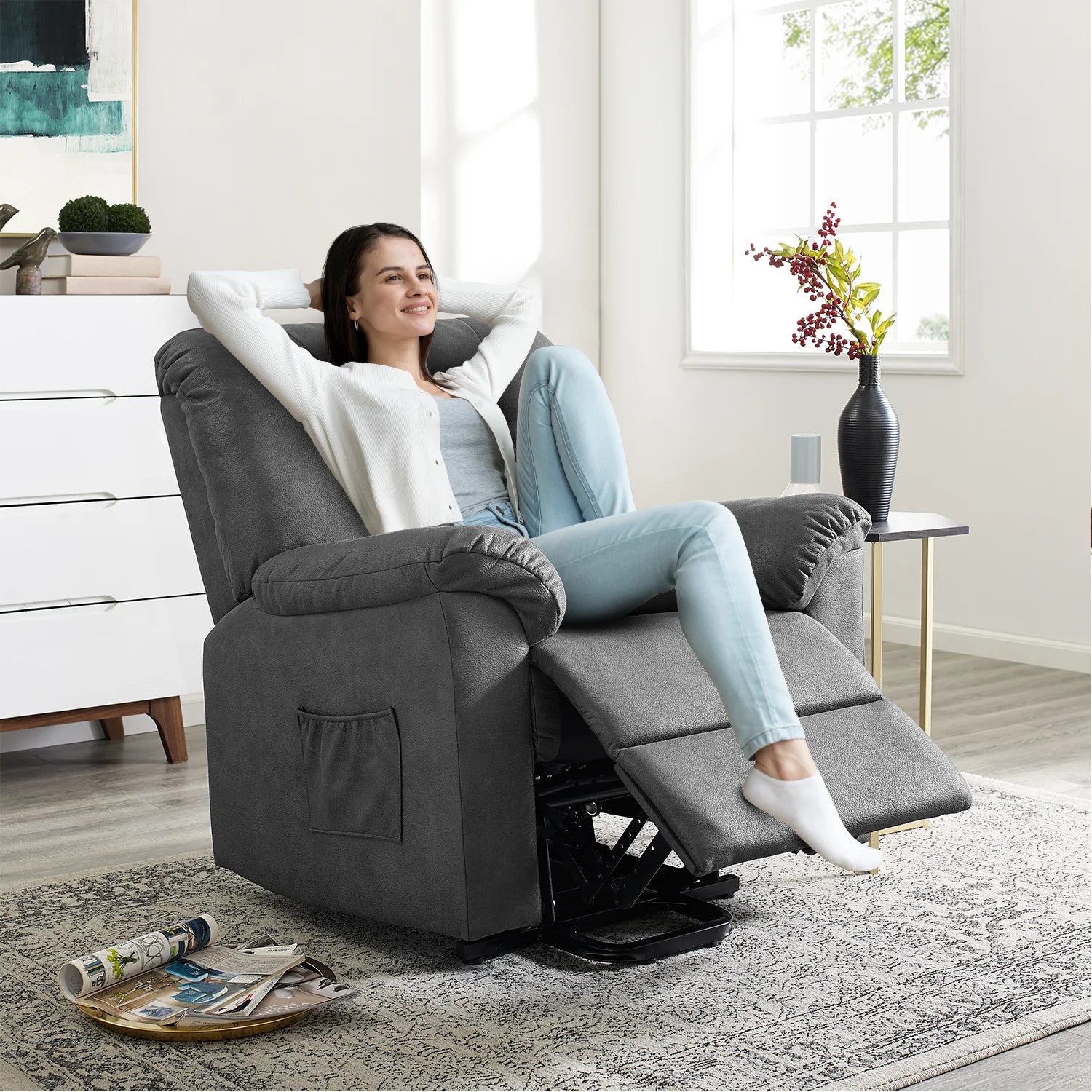 Gray Electric Lift Recliner Chair with Footrest N130143