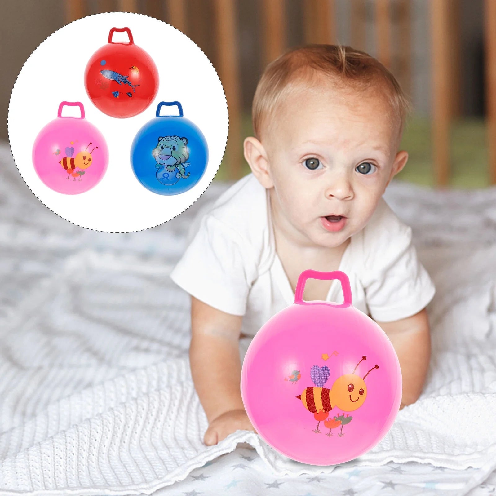 3Pcs Inflatable Hopper Balls with Handle Z798451