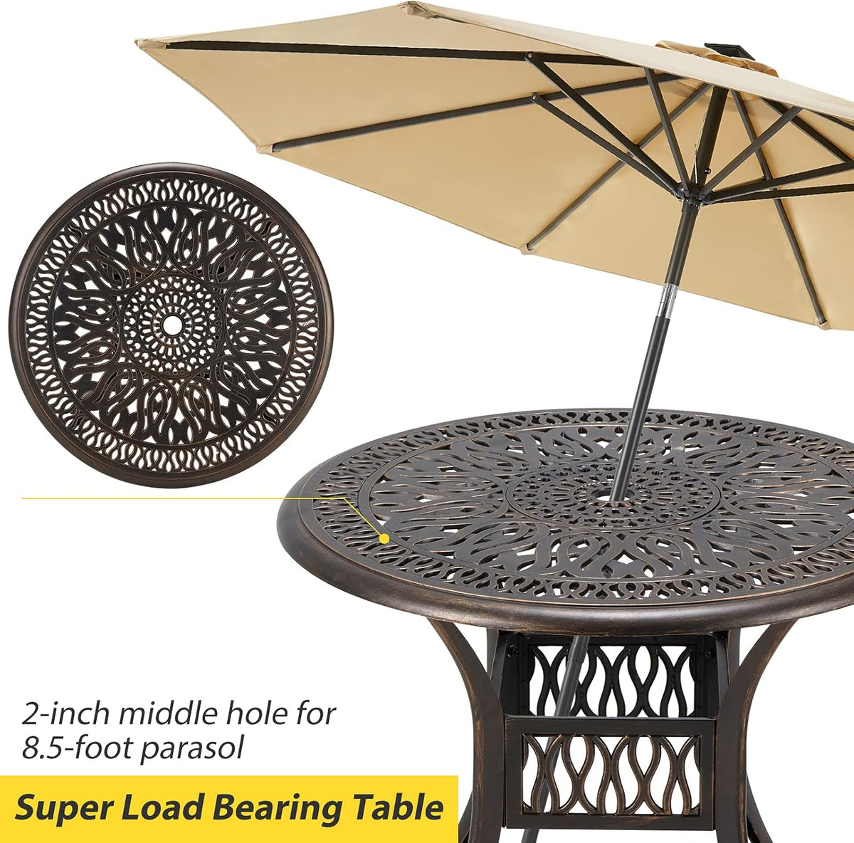 35.4 Cast Aluminum Patio Bistro Table A1986