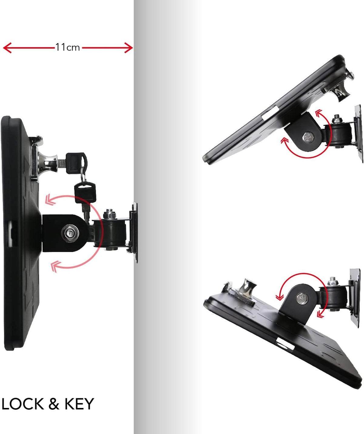 Black Metal Wall Mount Bracket for iPad 9.7-Inch with Anti Theft Lock K20732