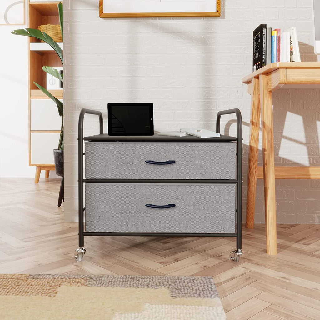 Mini Fridge Stand with 2 Drawer Metal Frame with 4 Swivel Wheels K977580