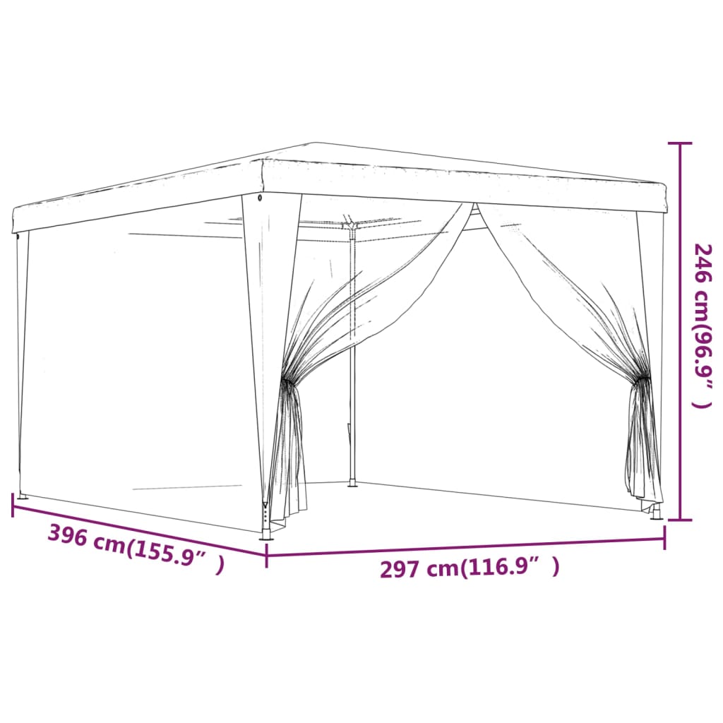 Party Tent with 4 Mesh Sidewalls Red 9.8'x13.1' HDPE J344