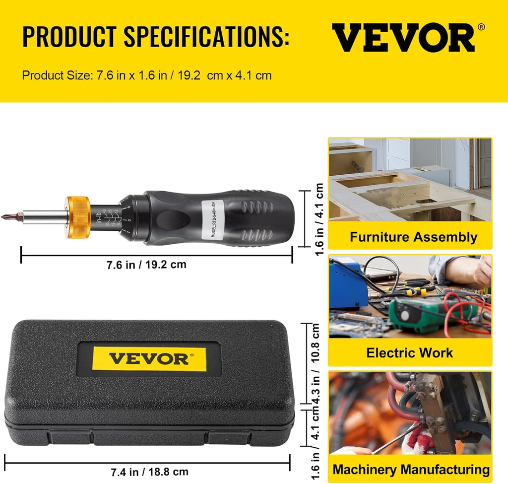 1/4 Drive Adjustable Torque Screwdriver with Bits & Case L778