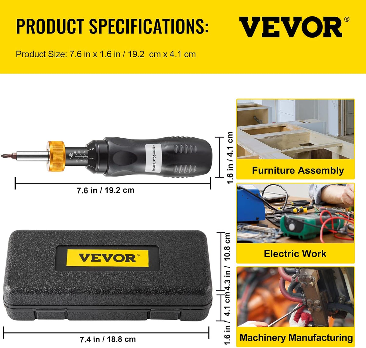 1/4 Drive Adjustable Torque Screwdriver with Bits & Case L778