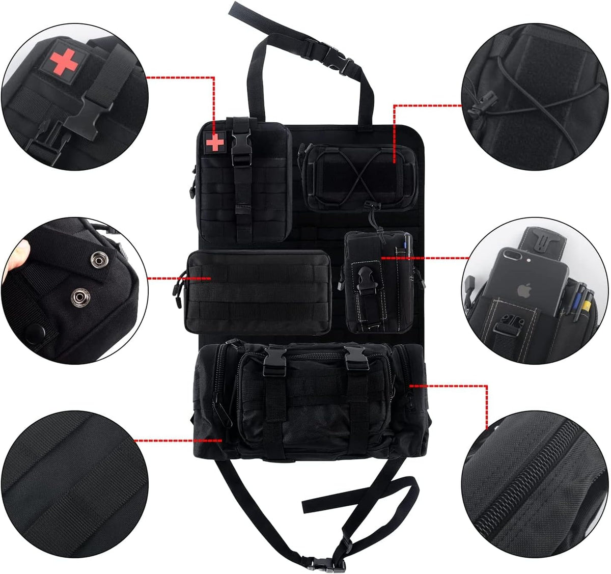 Front Seat Back Storage Bag Organizer with 5 Bags W967