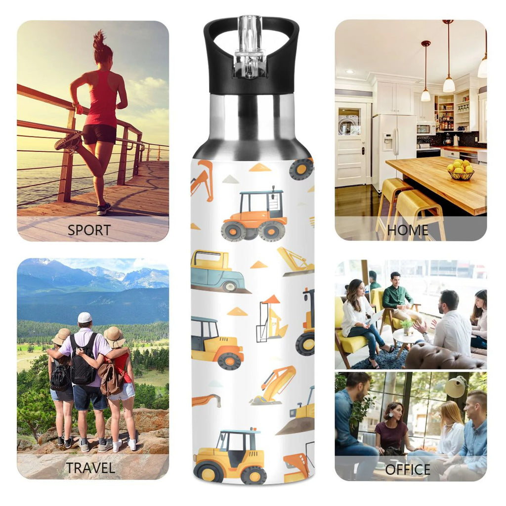 Stainless Steel Insulated Vacuum Flask Water Bottle with Straw Lid V91689