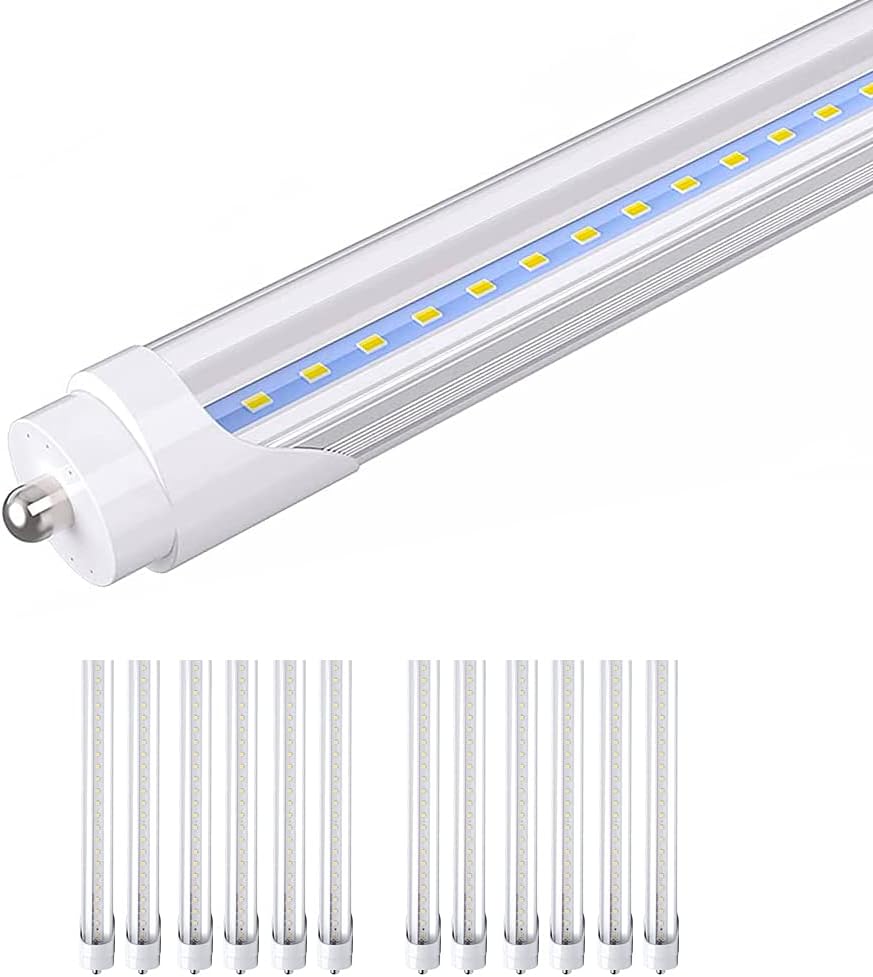 8FT T8 44W 6000K Cool White Clear Cover Led Shop Light (Pack of 12) V25763
